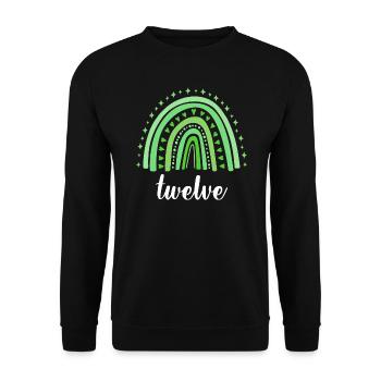 Green Rainbow Twelve Years 12th Birthday - Unisex Sweatshirt - black - Front - Alina (178cm) & Michal (187cm)