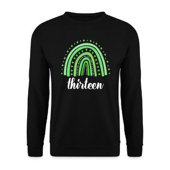 Green Rainbow Treize ans 13e anniversaire - Sweat-shirt Unisexe - noir - Devant - Alina (178cm) & Michal (187cm)