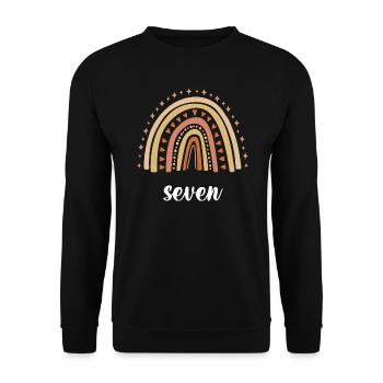 Orange Rainbow Seven Years 7th Birthday - Unisex Sweatshirt - black - Front - Alina (178cm) & Michal (187cm)