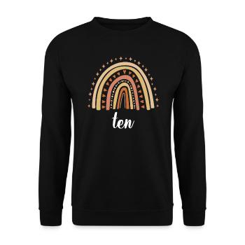 Orange Rainbow Ten Years 10th Birthday - Unisex Sweatshirt - black - Front - Alina (178cm) & Michal (187cm)