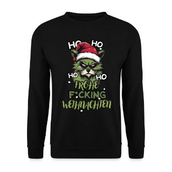 Frohe F*cking Weihnachten - Unisex Pullover - Schwarz - Vorne - Alina (178cm) & Michal (187cm)