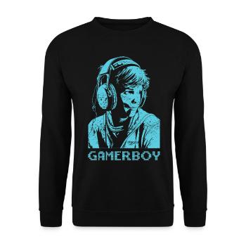 Gamerboy - blau - Unisex Pullover - Schwarz - Vorne - Alina (178cm) & Michal (187cm)