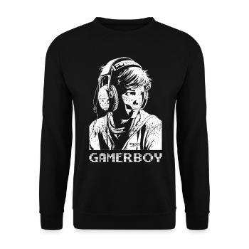 Gamerboy - weiß - Unisex Pullover - Schwarz - Vorne - Alina (178cm) & Michal (187cm)