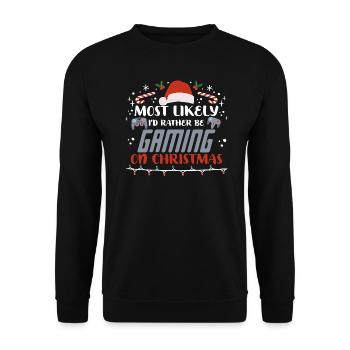 Weihnachten Gamer Gaming On Christmas Xmas - Unisex Pullover - Schwarz - Vorne - Alina (178cm) & Michal (187cm)