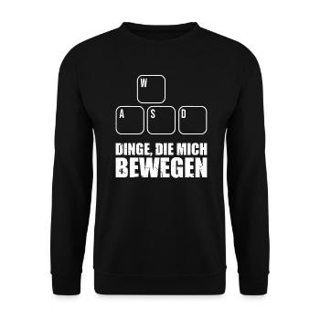 Dinge Die Mich Bewegen Shirt WASD Shirt PC Gamer - Unisex Pullover - Schwarz - Vorne - Alina (178cm) & Michal (187cm)