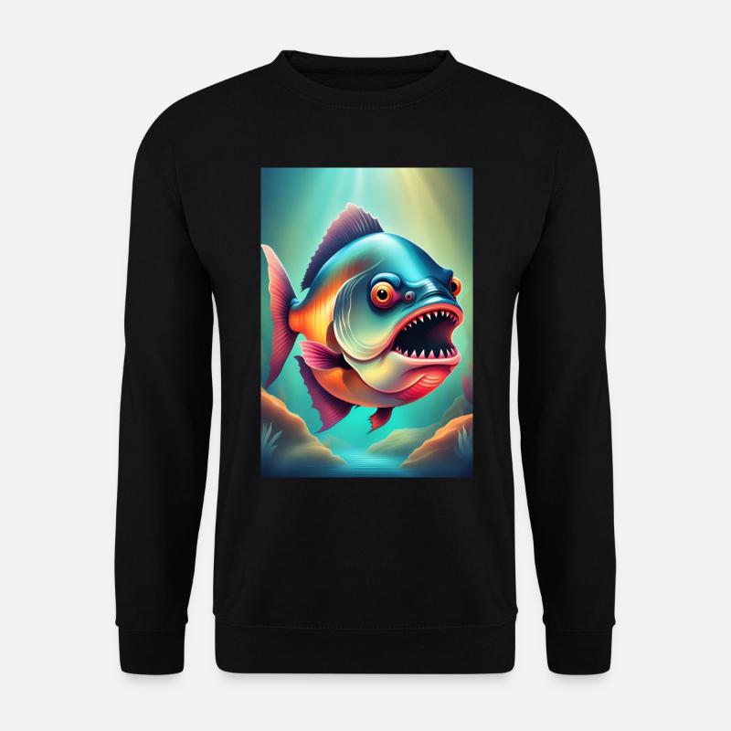 Wütend aussehender Piranha-Fisch - Unisex Pullover - Schwarz