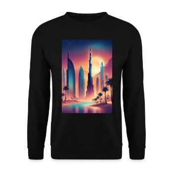Colorful eastern cityscape - Unisex Sweatshirt - black - Front - Alina (178cm) & Michal (187cm)