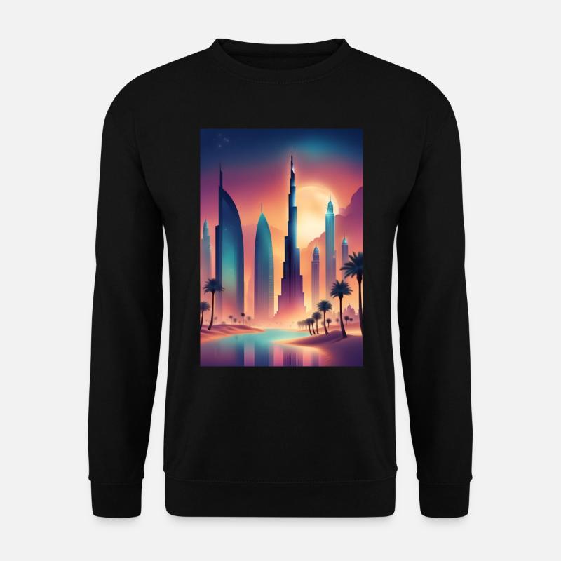 Buntes östliches Stadtbild - Unisex Pullover - Schwarz