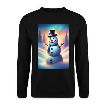 Bonhomme de neige hivernal heureux - Sweat-shirt Unisexe - noir - Devant - Alina (178cm) & Michal (187cm)
