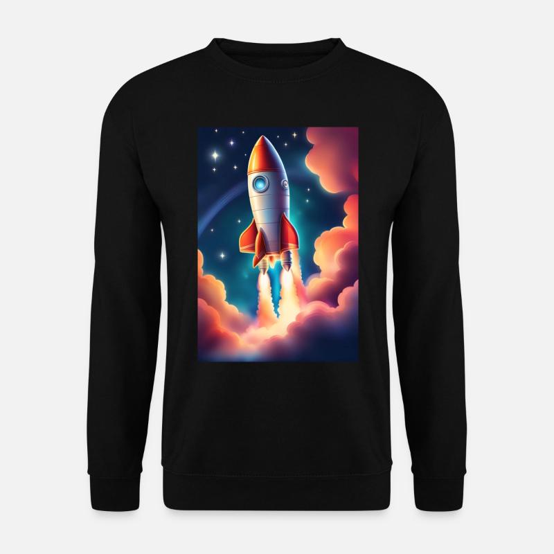 Cute rocketship in space - Unisex Sweatshirt - black