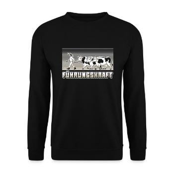 Führungskraft Kühe Landwirt Bauer Geschenkidee - Unisex Pullover - Schwarz - Vorne - Alina (178cm) & Michal (187cm)