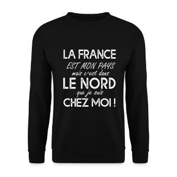 Le nord c'est chez moi Cadeau Humour pour ch'it - Sweat-shirt Unisexe - noir - Devant - Alina (178cm) & Michal (187cm)