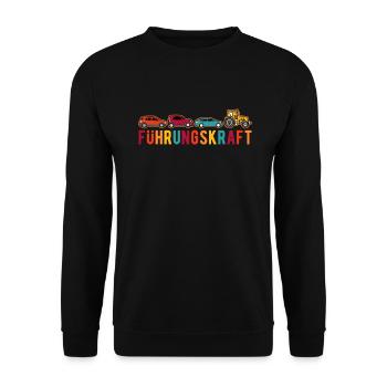 Führungskraft Treckerfahrer Landwirt Traktor Humor - Unisex Pullover - Schwarz - Vorne - Alina (178cm) & Michal (187cm)