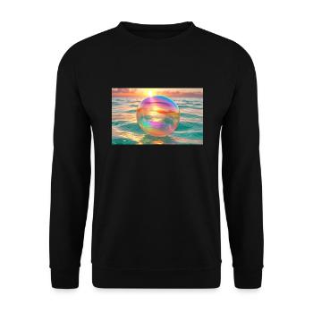 Pastelltraum: Seifenblase & Sonnenuntergang - Unisex Pullover - Schwarz - Vorne - Alina (178cm) & Michal (187cm)
