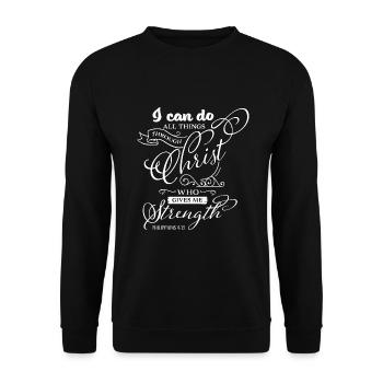 Bibelvers Christliche Sprüche Geschenk Bibel Jesus - Unisex Pullover - Schwarz - Vorne - Alina (178cm) & Michal (187cm)