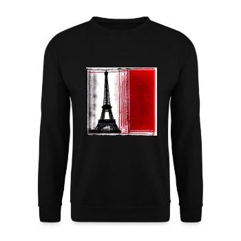 Paris Eiffelturm - Unisex Pullover - Schwarz - Vorne - Alina (178cm) & Michal (187cm)