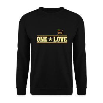 One Love Reggae Lion - Unisex Pullover - Schwarz - Vorne - Alina (178cm) & Michal (187cm)