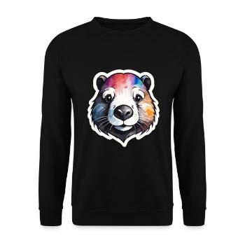 Biber Cool und Cool bunte Aquarelle - Unisex Pullover - Schwarz - Vorne - Alina (178cm) & Michal (187cm)