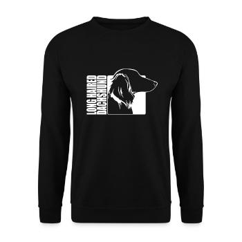 Long Haired Dachshund Profile Dogs Dog Wilsigns - Unisex Sweatshirt - black - Front - Alina (178cm) & Michal (187cm)