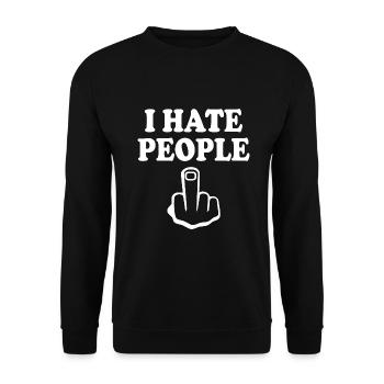 I hate people - Unisex Sweatshirt - black - Front - Alina (178cm) & Michal (187cm)