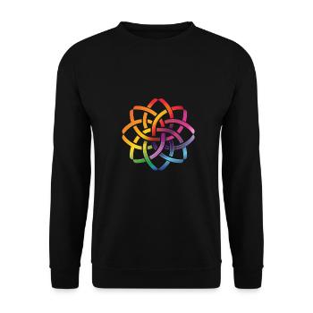 Keltische Regenbogen Blume Keltischer Knoten Bunt - Unisex Pullover - Schwarz - Vorne - Alina (178cm) & Michal (187cm)