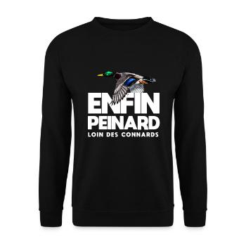 Enfin peinard chasseur cadeau drôle chasse canard - Sweat-shirt Unisexe - noir - Devant - Alina (178cm) & Michal (187cm)