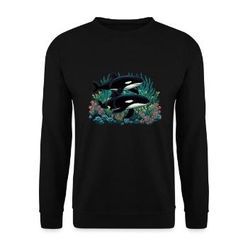 Orka Wal Killerwal Schwertwal - Unisex Pullover - Schwarz - Vorne - Alina (178cm) & Michal (187cm)