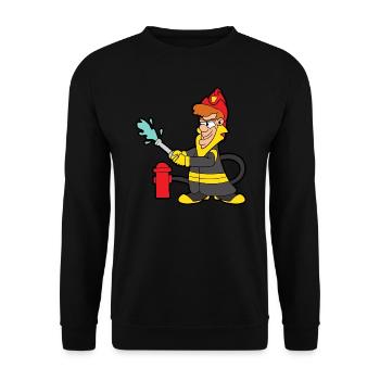 Feuerwehrmann Feuerwehr Feuer Brand Hydrant 112 - Unisex Pullover - Schwarz - Vorne - Alina (178cm) & Michal (187cm)