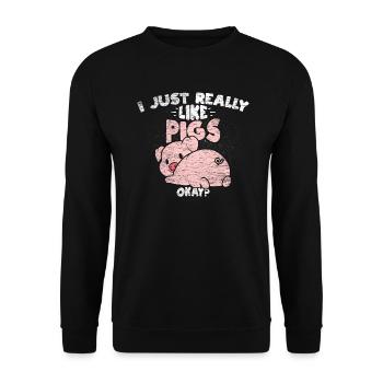 Schweine - Unisex Pullover - Schwarz - Vorne - Alina (178cm) & Michal (187cm)