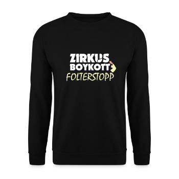 Zirkus-Boykott: Folterstopp - Shirt gegen Zirkus - Unisex Pullover - Schwarz - Vorne - Alina (178cm) & Michal (187cm)