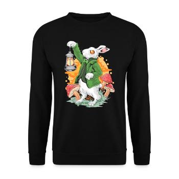Rabbit with Lantern, Fantasy Dream World FUN - Unisex Sweatshirt - black - Front - Alina (178cm) & Michal (187cm)