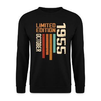 Vintage Oktober 1955 Retro Geburtstagsgeschenk - Unisex Pullover - Schwarz - Vorne - Alina (178cm) & Michal (187cm)