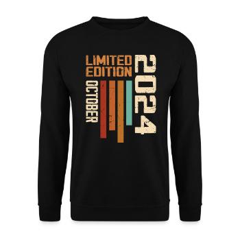 Vintage Oktober 2024 Retro Geburtstagsgeschenk - Unisex Pullover - Schwarz - Vorne - Alina (178cm) & Michal (187cm)