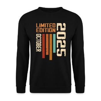 Vintage Oktober 2025 Retro Geburtstagsgeschenk - Unisex Pullover - Schwarz - Vorne - Alina (178cm) & Michal (187cm)