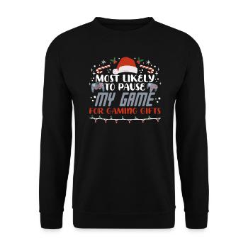 Weihnachten Gamer Pause My Game For Gaming Gifts - Unisex Pullover - Schwarz - Vorne - Alina (178cm) & Michal (187cm)