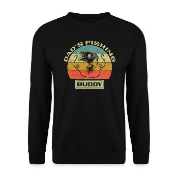 Angeln Angler Vater Sohn Dad's Fishing Buddy - Unisex Pullover - Schwarz - Vorne - Alina (178cm) & Michal (187cm)