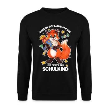 Dieser Schlaue Fuchs ist jetzt ein Schulkind - Unisex Pullover - Schwarz - Vorne - Alina (178cm) & Michal (187cm)