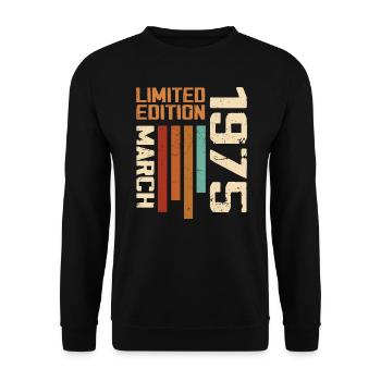 March 1975 Anniversary 1975 Retro 1975 March - Unisex Sweatshirt - black - Front - Alina (178cm) & Michal (187cm)