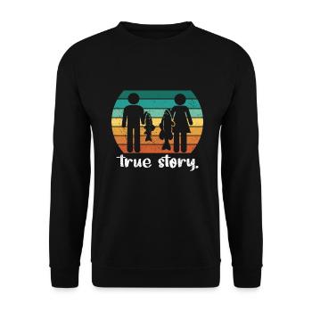 Pêcheur Couple pêche idée cadeau humour histoire vraie - Sweat-shirt Unisexe - noir - Devant - Alina (178cm) & Michal (187cm)