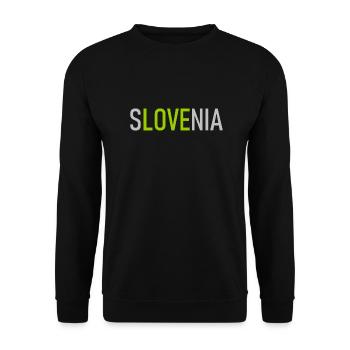 I love Slovenia Slowenien Slovenija Herz Heart - Unisex Pullover - Schwarz - Vorne - Alina (178cm) & Michal (187cm)