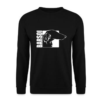 Barsoi Profil Hunde Hund Wilsigns - Unisex Pullover - Schwarz - Vorne - Alina (178cm) & Michal (187cm)
