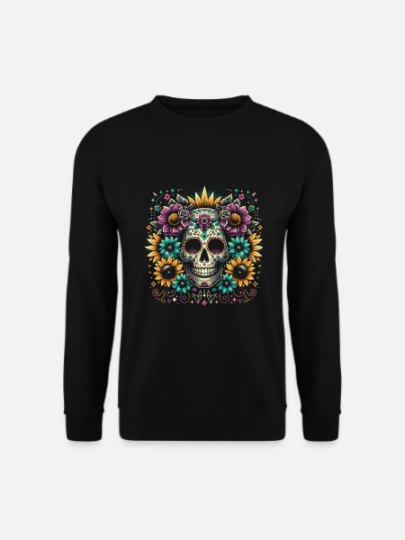 Dia de Los Muertos Sugar Skull Halloween - Unisex Pullover - Schwarz