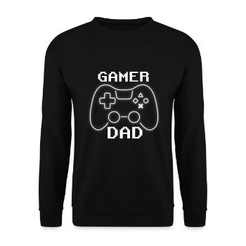 Gamer Dad with Gamepad Gaming Controller for Gamer - Unisex Sweatshirt - black - Front - Alina (178cm) & Michal (187cm)