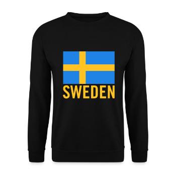 Schweden mit schwedischer Flagge - Unisex Pullover - Schwarz - Vorne - Alina (178cm) & Michal (187cm)