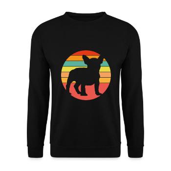 Frenchie Französische Bulldogge im Farbkreis - Unisex Pullover - Schwarz - Vorne - Alina (178cm) & Michal (187cm)