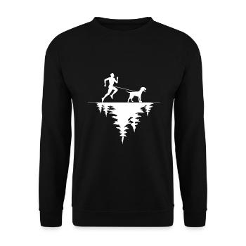 canicross hund zughund hundetraining cross dog run - Unisex Pullover - Schwarz - Vorne - Alina (178cm) & Michal (187cm)