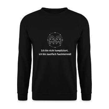 T-Shirt Sternzeichen Zwillinge Astrologie Horoskop - Unisex Pullover - Schwarz - Vorne - Alina (178cm) & Michal (187cm)