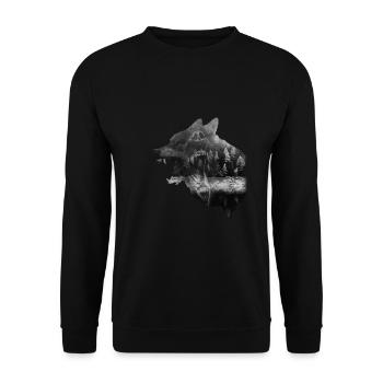 Wolf-Bear Double exposition animal surréaliste - Sweat-shirt Unisexe - noir - Devant - Alina (178cm) & Michal (187cm)
