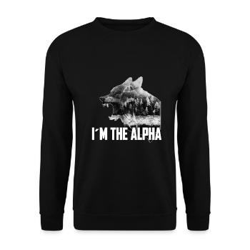 Je suis la double exposition Alpha Wolf-Bear surréaliste - Sweat-shirt Unisexe - noir - Devant - Alina (178cm) & Michal (187cm)