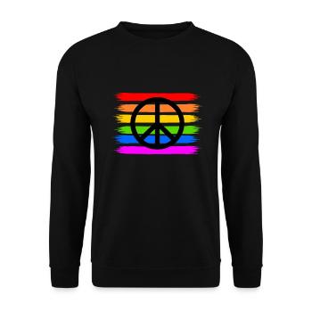 Peace sign on LGBT rainbow flag - Unisex Sweatshirt - black - Front - Alina (178cm) & Michal (187cm)
